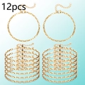 Detailed view of 12pcs gold box chain bracelets with lobster clasps and extension links - Set of 12 / Gold