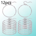 Detailed view of 12 silver-toned box chain bracelets with lobster clasps for DIY jewelry - Set of 12 / Steel