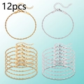Detailed set of 12 twisted curb chain bracelets in gold and silver finish with lobster clasps - 12-Piece Set (6 Gold + 6 Steel) / Gold and Steel Mixed