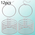 Detailansicht von 12 silbernen Kugelketten-Armbändern mit Karabinerverschluss und Verlängerung - Stahlfarbe