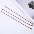 Close-up of rose gold twisted rope chain necklace with a durable lobster clasp closure - 60cm Length / 3.0mm Thick / Rose Gold