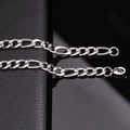 Collana a catena Figaro in acciaio inossidabile argento con chiusura a moschettone - Numero 5 / EU 21 / Bracciale