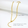 Golden 18k plated stainless steel bead necklace chain 45+5cm length with lobster clasp - 2.5mm Interspaced Rice Bead Chain-Gold