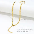 Gold plated 3mm rectangle link stainless steel necklace with adjustable lobster clasp - 3mm Lip Chain-Gold