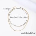 Collier à deux rangs en acier plaqué or 18K avec mesures de 3 mm de large et 40+5 cm de long - Doré
