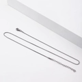 Detailed view of silver stainless steel box chain with lobster clasp and extension - 1.2mm*40+5cm / Steel