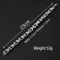 Detail view of punk style stainless steel keel bracelet with 11.5mm thickness and 23cm length - 11.5mm Wide Steel Color