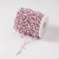 Pink gemstone and white pearl beaded stainless steel chain roll for DIY jewelry making - 26# Light Pink