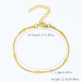 Bracelet chaîne serpent en acier inoxydable doré 18k avec cinq petites perles - Chaîne Serpent avec Perles-Or【1.2mm de Large】17+5cm