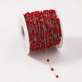 Detail von roten facettierten Perlen auf einer Silberkette für DIY-Schmuck - Roter Stil (57#)