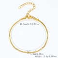 Bracelet chaîne box minimaliste en acier inoxydable plaqué or 18 carats avec fermoir - Chaîne Box-Or【1.5mm de Large】17+5cm