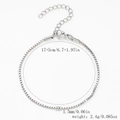 Bracelet chaîne box en acier inoxydable argenté de 1,5 mm avec extension réglable - Chaîne Box-Couleur Acier【1.5mm de Large】17+5cm