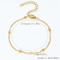 Bracelet minimaliste en acier inoxydable plaqué or 18k avec fermoir mousqueton - Chaîne Cross Martelée avec Perles-Or【1.8mm de Large】17+5cm