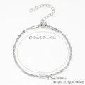 Bracelet chaîne torsadée de 2,3 mm en acier inoxydable argenté avec fermoir - Chaîne Dense Torsadée-Couleur Acier【2.3mm de Large】17+5cm