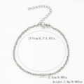 Bracelet chaîne torsadée en acier inoxydable argenté avec extension réglable - Chaîne à Double Maillon-Couleur Acier【2.3mm de Large】17+5cm