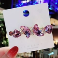 Elegant purple crystal butterfly hair clip with rhinestones and gold-plated metal base - Purple