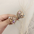 Elastico per capelli con cristalli champagne e strass AB su base dorata - Champagne