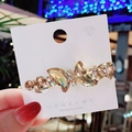 Elegant champagne gold crystal hair clip with marquise cut rhinestones on a gold base - Champagne