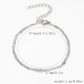 Bracelet chaîne gourmette torsadée argentée avec fermoir, longueur 17+5cm réglable - Chaîne à Vagues-Couleur Acier【2.7mm de Large】17+5cm