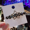 Barrette à cheveux étoile gris fumé avec strass brillants au style coréen moderne - Gris
