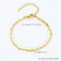 Bracelet en acier inoxydable plaqué or 18 carats avec fermoir mousqueton pour femme - Chaîne Box Longue-Or【2.7mm de Large】17+5cm