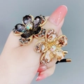 Élastiques à cheveux fleurs en cristal gris et champagne avec strass scintillants - Gris