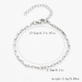 Bracelet chaîne en acier inoxydable argenté avec fermoir mousqueton et longueur 17+5cm - Chaîne Box Longue-Couleur Acier【2.7mm de Large】17+5cm