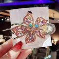 Elegante pinza per capelli a farfalla oro rosa con strass rosa e cristalli - Champagne