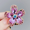 Elastico per capelli con fiore di cristallo viola e finitura in metallo dorato - Viola