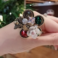 Barocker Blumenring mit bunten Kristallen und einem kleinen goldenen Bienen-Detail - Bunt