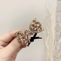 Elastico per capelli con fiocco di strass champagne dorato e fascia nera - Champagne