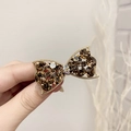 Fermaglio per capelli a fiocco dorato con strass marroni per coda di cavallo - caffè