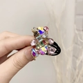 Elastico per capelli nero con ciondolo a orso in strass colorati e cavo in cristallo - Rosa