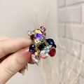 Elastico per capelli a orsetto di cristallo colorato con strass lucidi su fascia nera - Colorato