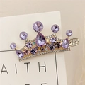 Fermaglio per capelli a corona con strass viola con base in metallo dorato e tag - Strass / Viola