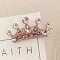 Fermaglio a corona dorato con strass rosa e ciondolo con scritta Made With Love - Strass / Rosa