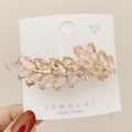 Eleganter Haarclip mit rosa Kristallen und Ährenmotiv in goldener Ausführung - Rosa