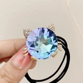 Élastique à cheveux chat avec cristal dégradé et strass sur bande noire - Violet