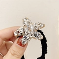 Élastique à cheveux étoile de mer dorée avec cristaux brillants et ruban noir - Blanc