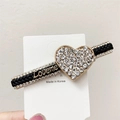 Luxus Haarspange mit Strass-Herz, schwarzem Flechtband und goldenem Loveme Relief Design - Weiß