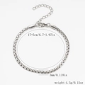 Bracelet chaîne box en acier inoxydable argenté de 3 mm avec fermoir mousqueton réglable - Rolo Plat-Couleur Acier【3mm de Large】17+5cm