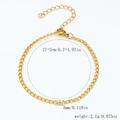 Bracelet chaîne gourmette 3mm plaqué or 18k avec extension, longueur réglable 17+5cm - Chaîne Gourmette-Or【3mm de Large】17+5cm
