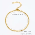 Bracelet chaîne 3mm en acier inoxydable plaqué or 18k avec rallonge de 5cm - Chaîne Rolo-Or【3mm de Large】17+5cm