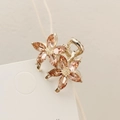 Mini gold hair claw with pink crystal flowers on a white card for elegant hair styling - Champagne Pink - Small