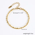 Bracelet à billes en acier inoxydable plaqué or 18k avec fermoir homard ajustable - Chaîne à Perles Espacées-Or【Diamètre Perle 3.2mm】18+5cm