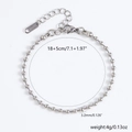 Bracelet en billes d'acier inoxydable argenté avec fermoir mousqueton et chaîne de réglage - Chaîne à Perles Rondes-Couleur Acier【Diamètre Perle 3.2mm】18+5cm