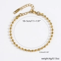 Bracelet à billes minimaliste en acier inoxydable plaqué or 18k pour femme chic - Chaîne à Perles Rondes-Or【Diamètre Perle 3.2mm】18+5cm
