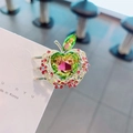 Mini pinza de pelo de manzana con gema de corazón degradada y filigrana de metal - Color de Llama