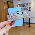 Pink baroque panda hair clip with crystals and pearls on Loveme decorative plate - BB Clip Pink