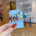 Baroque panda hair clip with colorful rhinestones and pearls on black rectangular base - Multicolor BB Clip